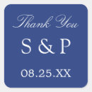 Search for blue wedding stickers Bride and groom initials