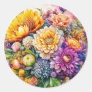 Search for watercolor flower painting stickers Purple