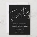 Search for black and white 40th birthday invitations Modern