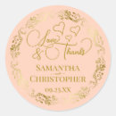 Search for blush gold wedding stickers Love and thanks