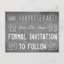Search for surprise party save the dates Typography