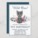 Search for cat 1st birthday invitations Animal