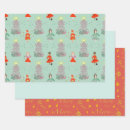Search for pink green christmas wrapping paper Mid century