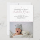Search for purple photo christening invitations Baby