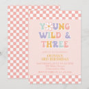 Search for young wild and 3 birthday invitations Chequered