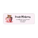 Search for red cat return address labels Kitty