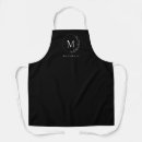Search for monogram baking aprons Black and white