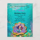 Search for mermaid under the sea birthday invitations Watercolor