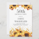 Search for sunflower 50th birthday invitations Gold