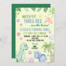 Search for cute party invitations Three rex