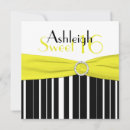 Search for black and yellow sweet 16 invitations Girly
