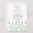 Search for lavender 1st birthday invitations Little wildflower