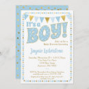 Search for gold polka dots invitations It's a boy