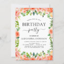 Search for coral birthday invitations Floral