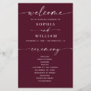 Search for burgundy wedding programs Order of service