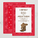 Search for cowboy boot birthday invitations Red bandanna