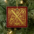 Search for red and gold christmas tree decorations Calligraphy