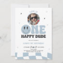 Search for one happy dude 1st birthday invitations Smile face