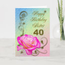 Search for sister 40th birthday cards Feminine