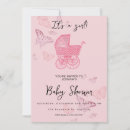 Search for pram baby girl shower invitations Retro