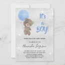 Search for blue and silver baby shower invitations Teddy bear
