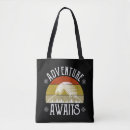Search for adventure awaits tote bags Mountains