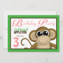 Search for girl monkey birthday invitations Brown