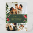 Search for red berries christmas invitations Real gold foil