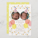 Search for twins 1st birthday invitations Modern