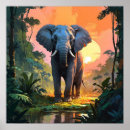 Search for safari sunset posters Elephant