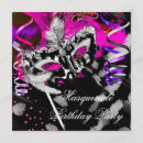 Search for pink and black masquerade party invitations Purple