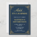 Search for mens blue and gold birthday invitations Surprise party