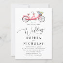 Search for tandem bicycle wedding invitations Watercolor