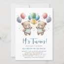 Search for blue teddy bears baby shower invitations Twin boys