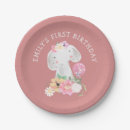 Search for girl first birthday paper plates One year old