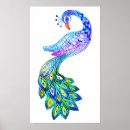 Search for blue peacock bird posters Watercolor