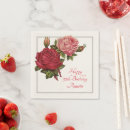 Search for vintage rose napkins Happy birthday