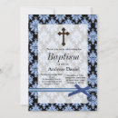 Search for blue damask christening invitations Cross
