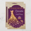 Search for purple gold masquerade party invitations Celebration