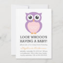 Search for purple owl baby shower invitations Modern
