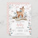 Search for deer 1st birthday invitations Pink