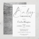 Search for silver baby shower invitations Silver and white