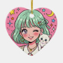 Search for cat girl and christmas tree decorations Kitten