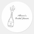 Search for champagne bridal shower stickers Black and white