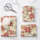 Search for vintage red and green christmas wrapping paper Poinsettias