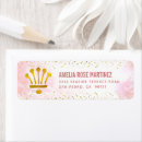 Search for gold crown return address labels Quinceanera