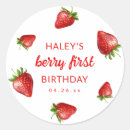 Search for girly first birthday stickers Strawberry