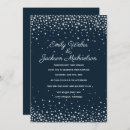 Search for silver confetti invitations Navy blue