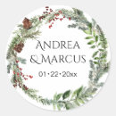 Search for pinecone wedding stickers Evergreen