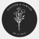 Search for black and white floral wedding stickers Botanical